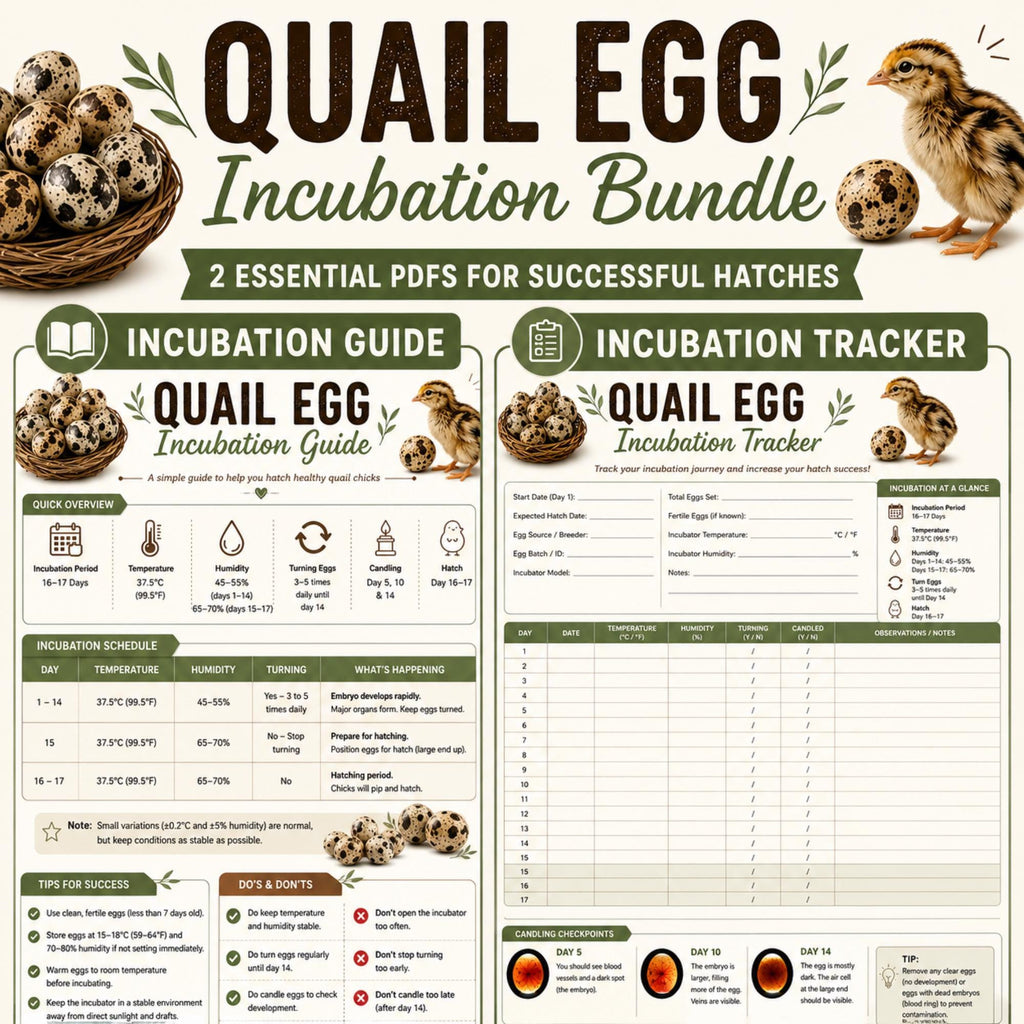 Quail Incubation Guide And Tracker, A4 Printable PDF Bundle