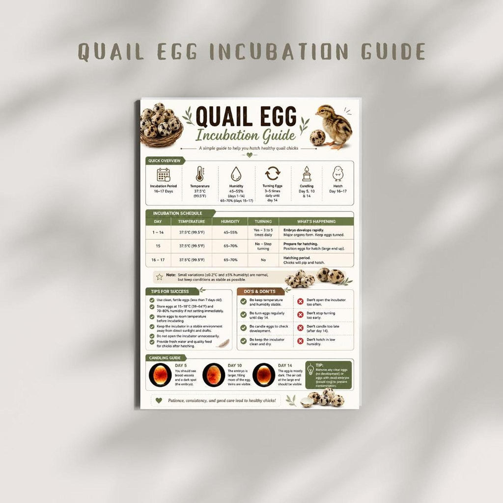 Quail Incubation Guide And Tracker, A4 Printable PDF Bundle
