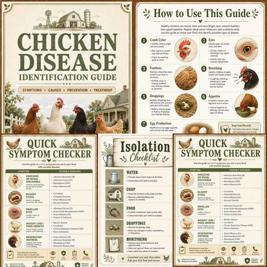 Chicken Disease Guide, 30-Page Printable PDF for Poultry Health