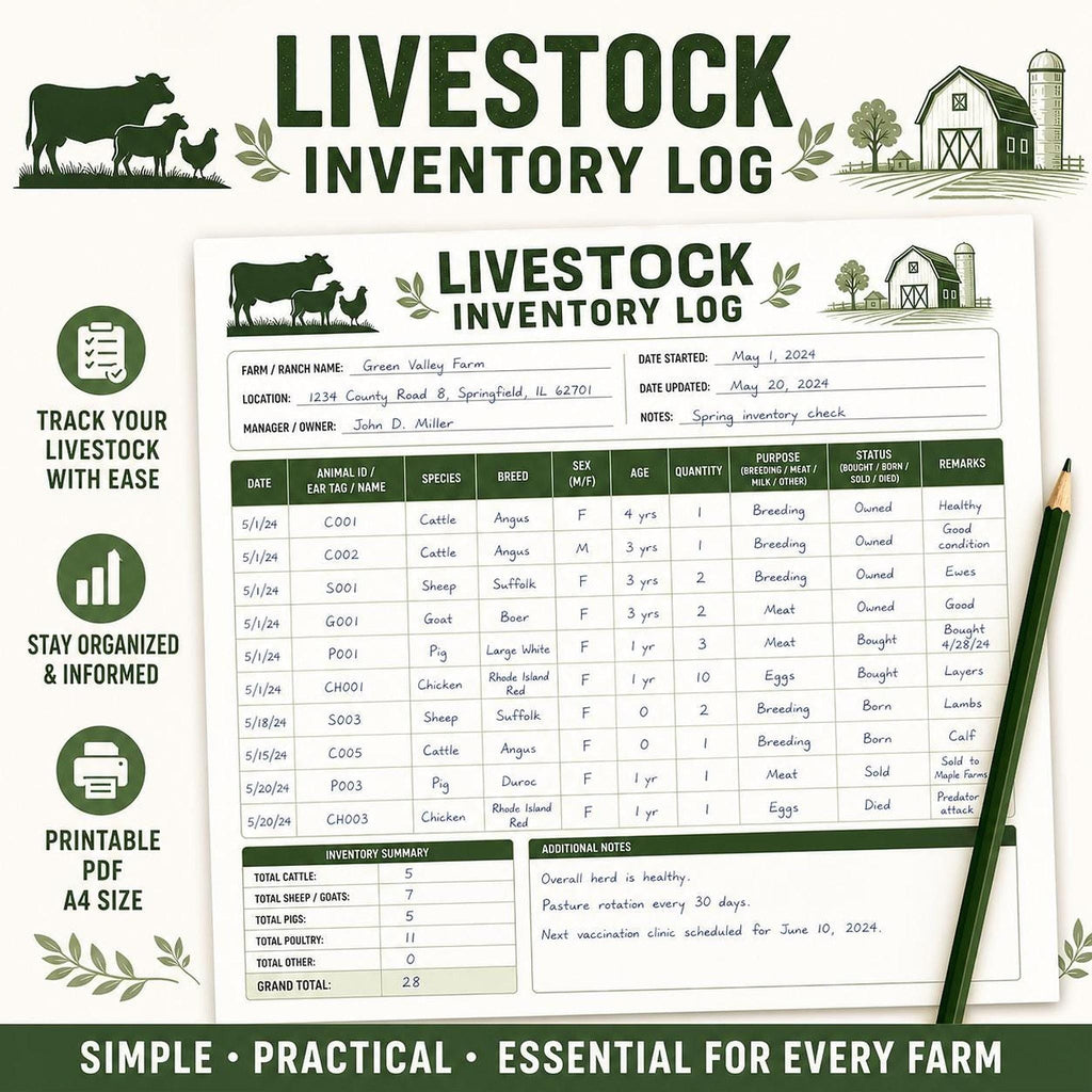 Dairy Farm Bundle, Printable PDF Planner With Milk Tracker