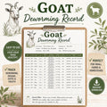 Goat Deworming Record, Printable PDF Farm Log for Treatment Tracking
