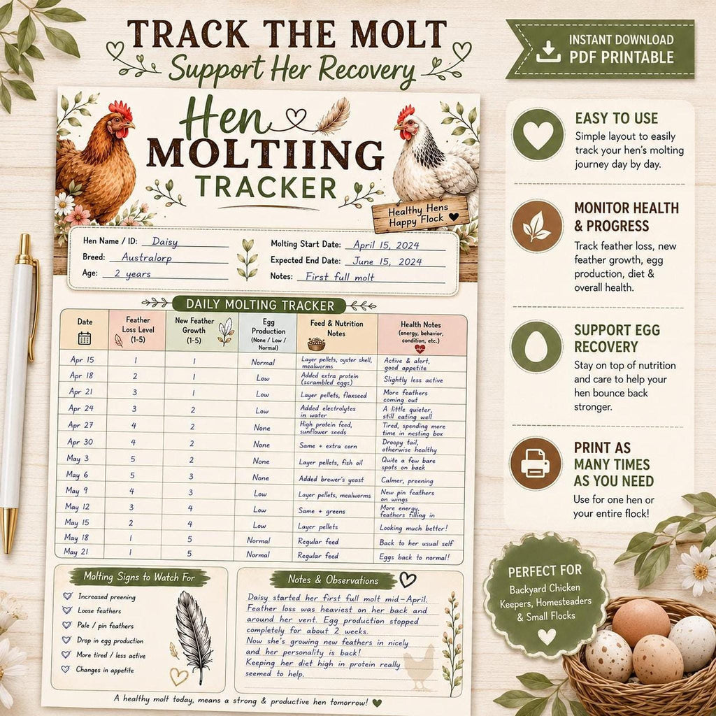 Chicken Health Printable PDF Bundle, Poultry Records and Flock Tracker