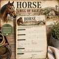 Horse Bill of Sales, A4 PDF Farm Form in Rustic Farmhouse Design
