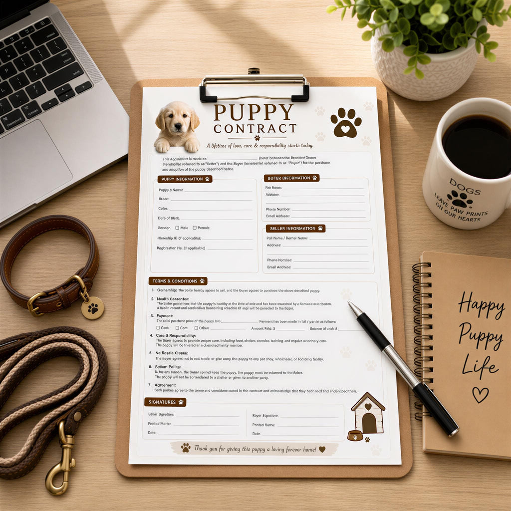 Puppy Contract, Editable Breeder Agreement | PDF | A4 - Printable Template For Sellers, Owners