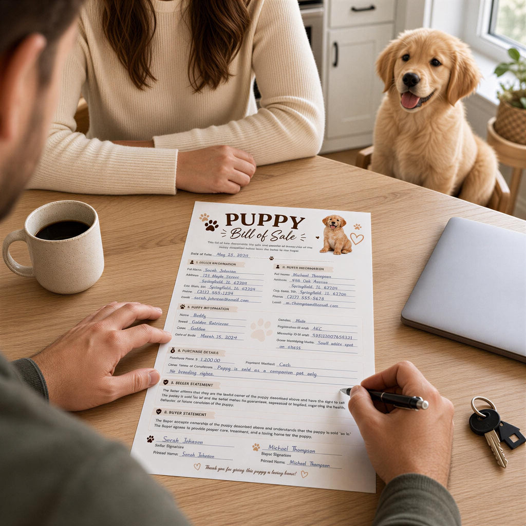 Puppy Bill of Sale Form - A4PDF Document for Breeders and Sellers