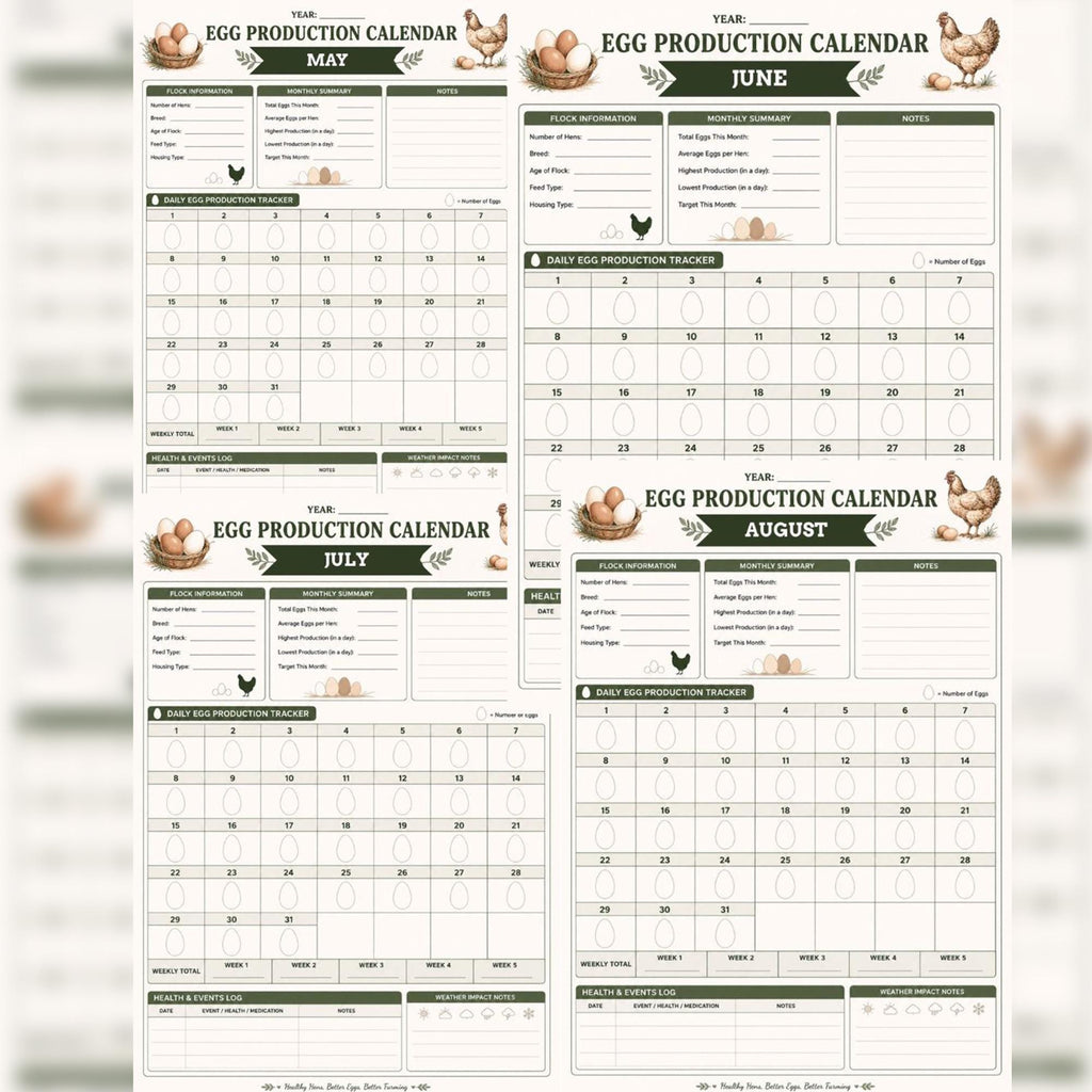 Chicken Egg Production Log | 12-Month Flock Planner, Poultry Record Book (PDF)