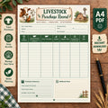 Farm Livestock Purchase Record | A4 Animal Purchase Log (PDF)
