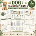 Dog Training Log, A4 Printable PDF Planner with 3 Pages
