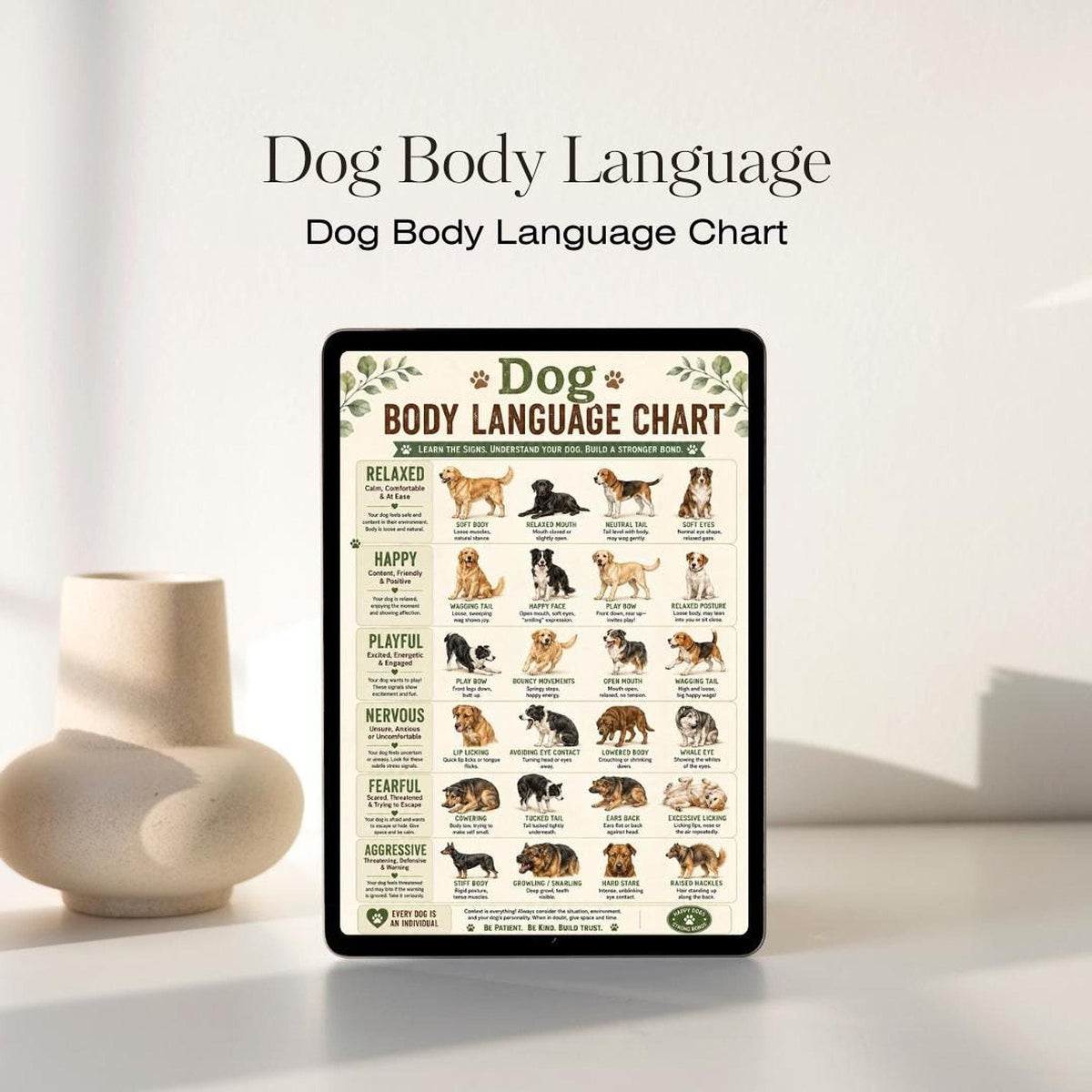 Dog Body Language Charts, 10 Printable PDFs and Behavior Guide