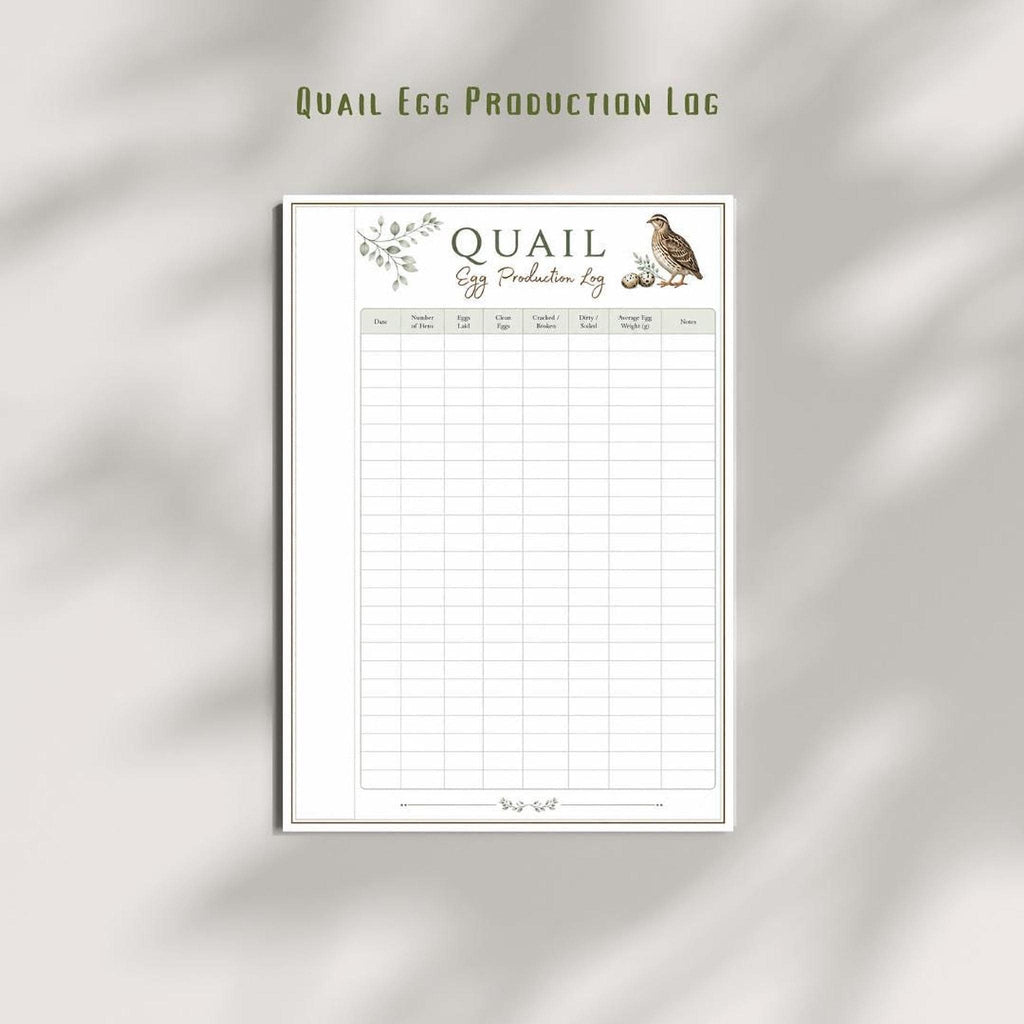Quail Egg Log, A4 Printable PDF Farm Planner Insert