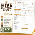 Hive Inspection Printable PDF, A4 Beekeeping Log And Apiary Record