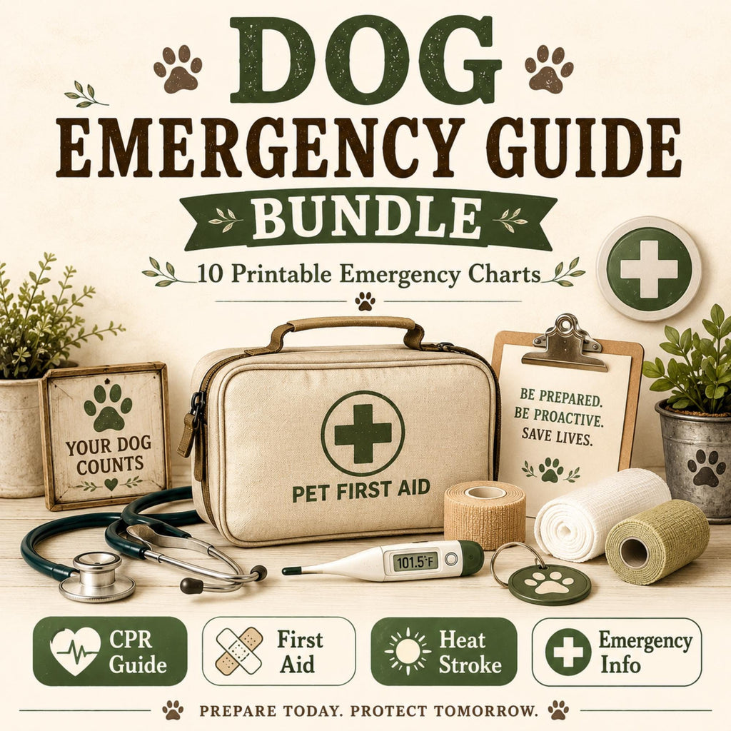 Dog Emergency Guide, 10 Printable First Aid Charts PDF