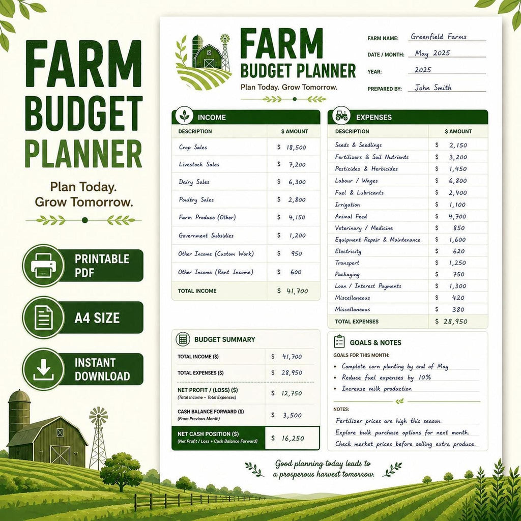 Dairy Farm Bundle, Printable PDF Planner With Milk Tracker