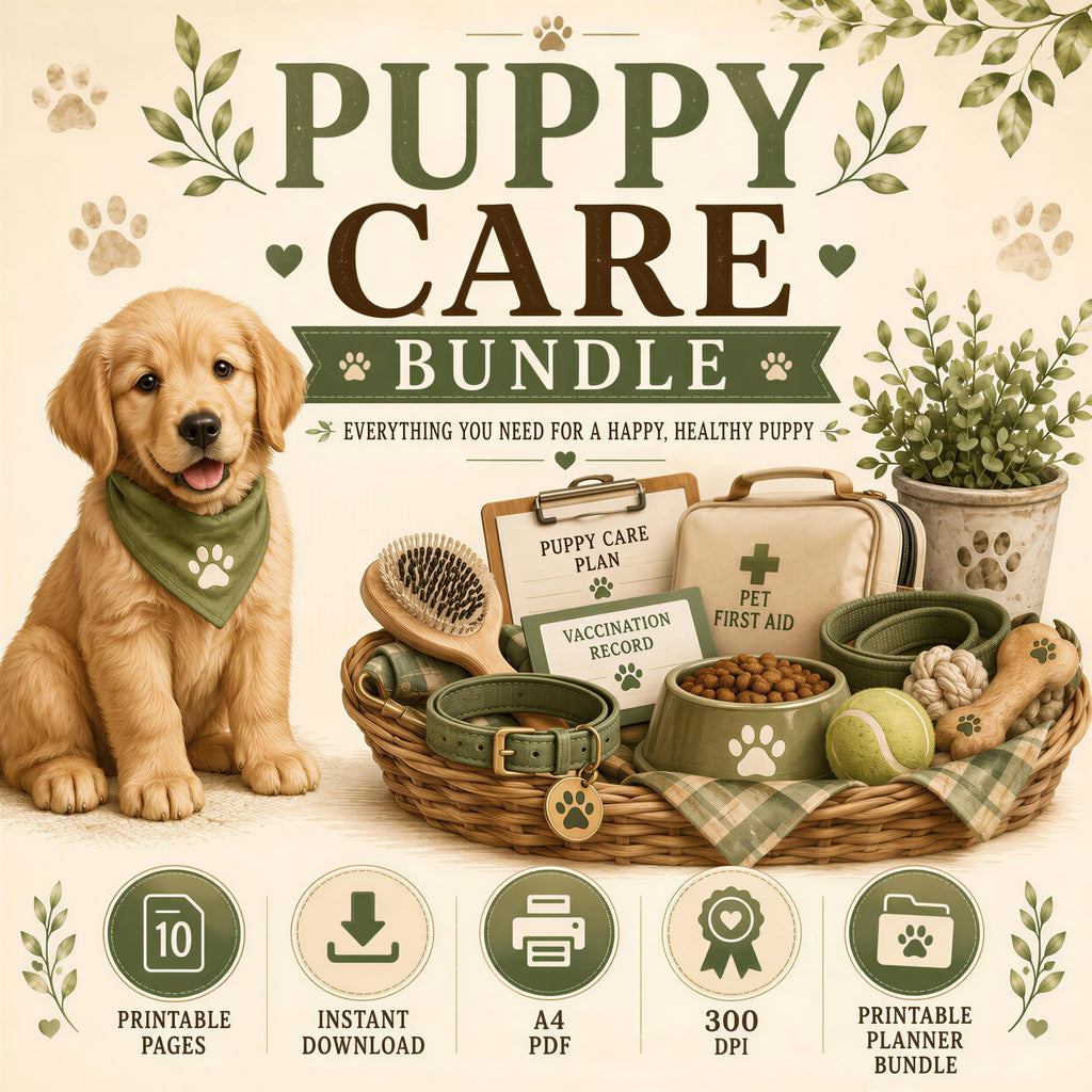 Puppy Care Bundle | New Puppy Owner Planner, Feeding Potty Vaccination Schedule (PDF)