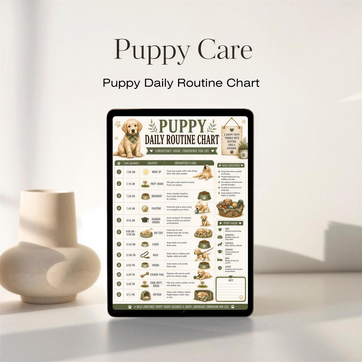Puppy Care Bundle | New Puppy Owner Planner, Feeding Potty Vaccination Schedule (PDF)